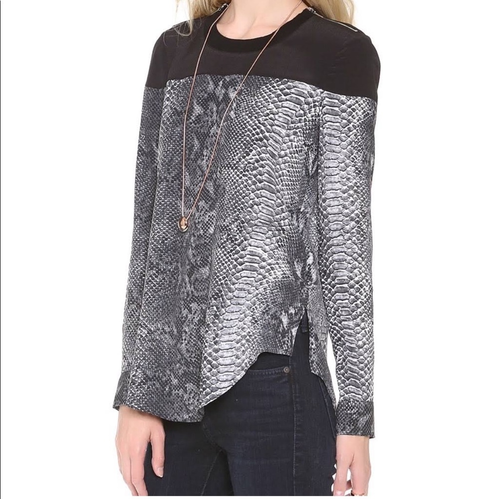 Rebecca Taylor Python Zipper Shoulder Blouse - image 3